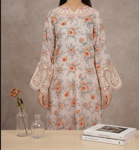Elegant Pink Embroidered Lawn 3-Piece Festive Suit - Image 1