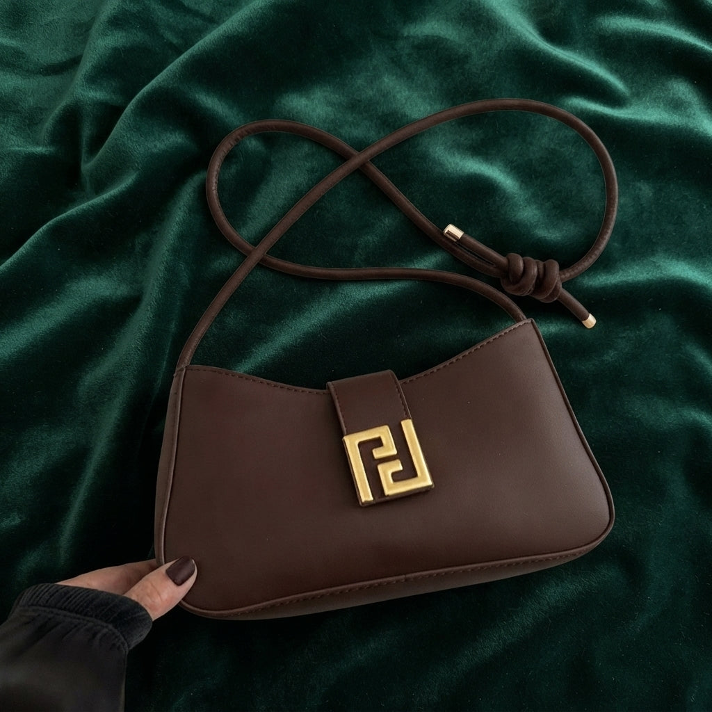 Everyday Leatherette Crossbody Bag - Classic Brown